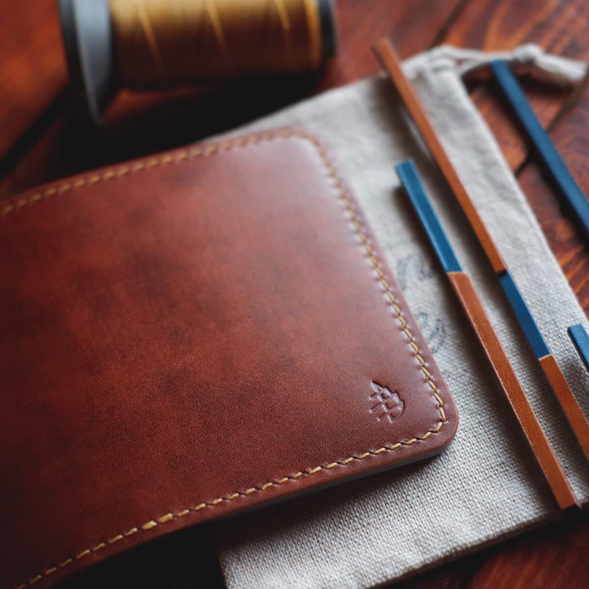 Exterior of The Mountain Bifold wallet in Italico full grain vegetable tanned leather