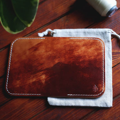 Exterior of The Monterey Slim Bifold in Cognac Shell Cordovan leather
