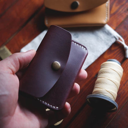 The Mountain Snap Wallet in Burgundy Cullata Cavallo full grain vegetable tanned leather - front side