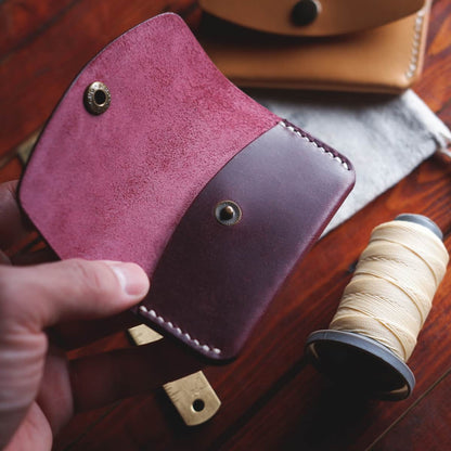 The Mountain Snap Wallet in Burgundy Cullata Cavallo full grain vegetable tanned leather - interior