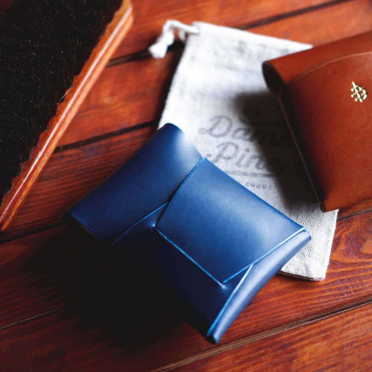 The Lodgepole Stitchless Wallet in Blue Buttero leather - back side