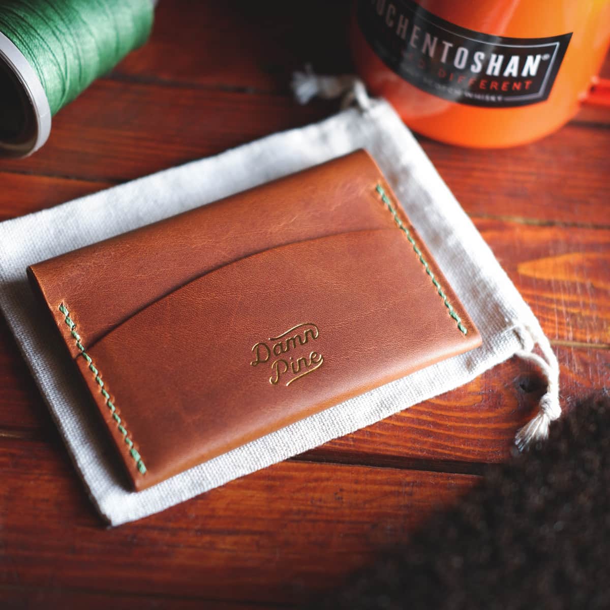 Table top view of The Mountain Card Wallet - back