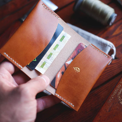 Interior of The Mountain One Piece Bifold wallet in Italico Whiskey leather