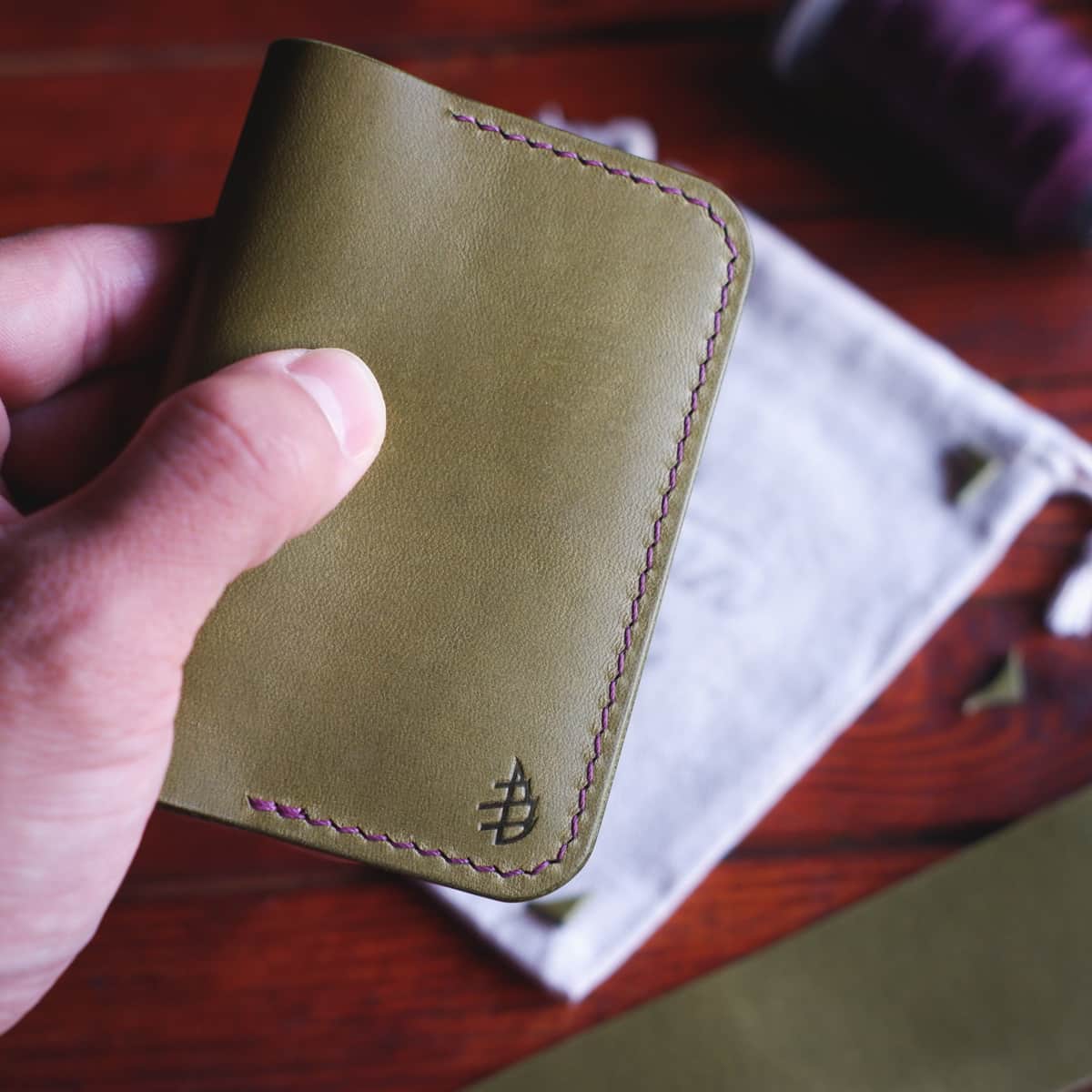 Exterior of The Mountain Slim Bifold in Ponte Wax vegetable tanned leather